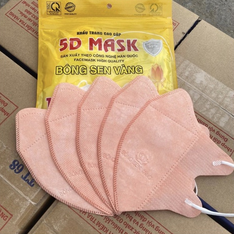 Túi 10 Chiếc Khẩu Trang 5D Bông Sen Vàng Chọn Màu
