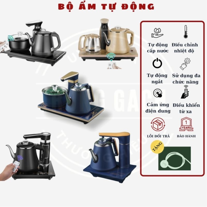 Bộ ấm pha trà, ấm đun siêu tốc - tự động cấp nước, tự động đun sôi, tự động ngắt, cảm ứng đa dụng, có khiển