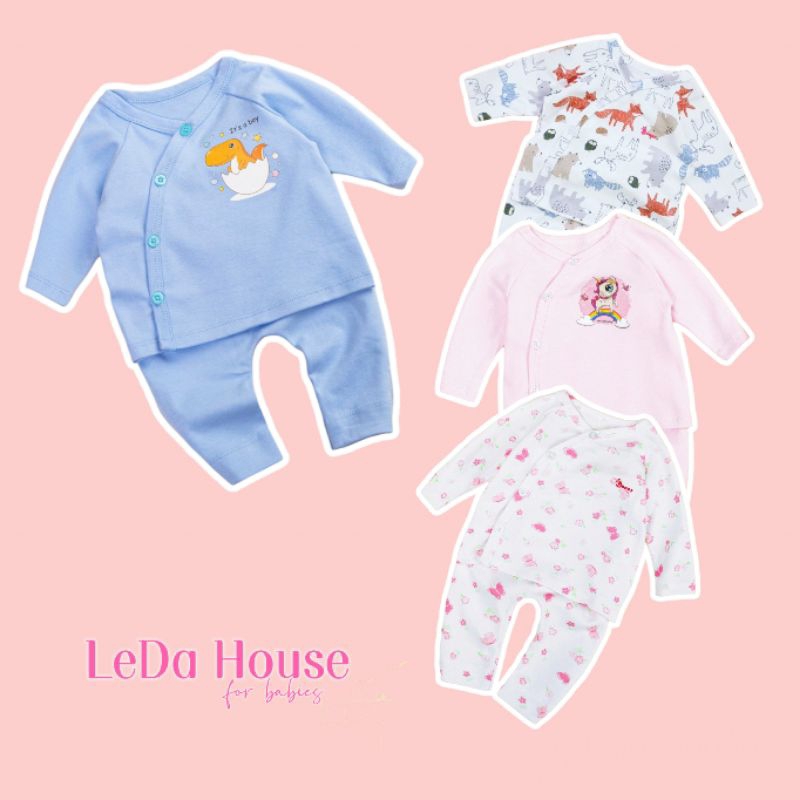 Bộ sơ sinh cho bé 0 đến 3 tháng áo cài nút xéo, quần cạp lưng cao B.N Vietnam