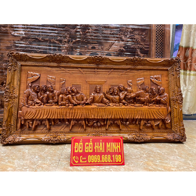 Tranh 12 vị tông đồ ( tranh tiệc ly) Gỗ Gõ đỏ kt 153x 75x 9cm