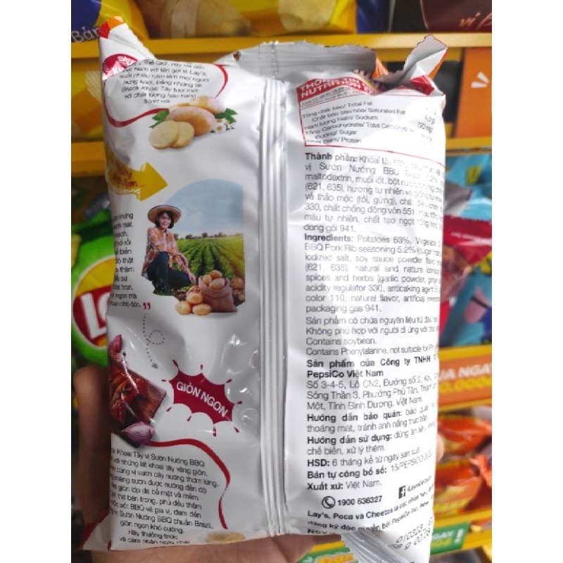 Bim bim Lay's vị sườn nướng bbq gói 58g