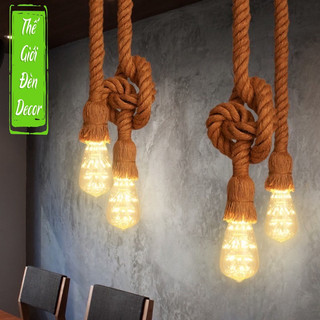 Bộ dây đui đế thả dây thừng treo trang trí ngoài trời,quán cafe T024
