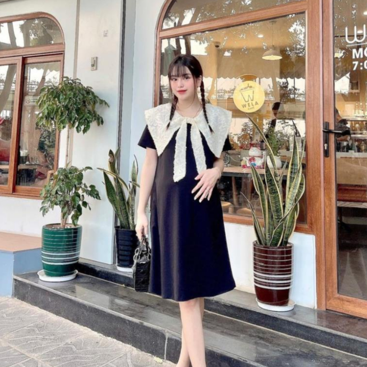 Váy, đầm bầu thiết kế cao cấp Mami chất liệu sợi tổng hợp mềm mại thoáng mát phù hợp công sở,đi chơi size 40-80kg