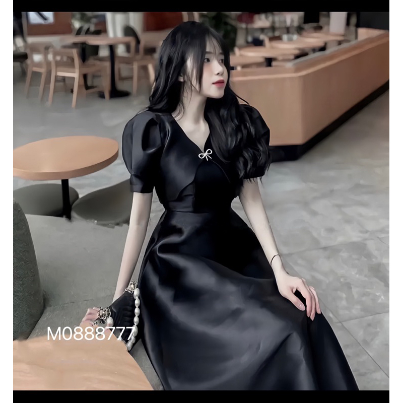 Đầm thiết kế, váy trắng dự tiệc dáng xòe tay bồng tiểu thư xinh xắn NB fashion, xưởng may Na Bùi