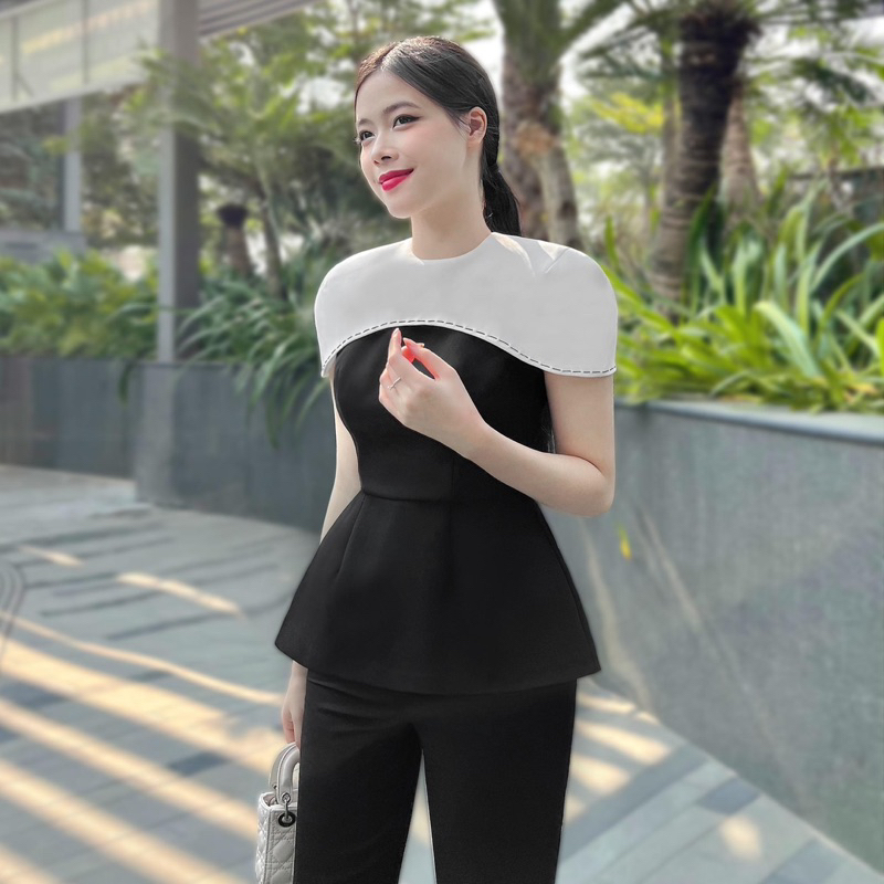 Áo sơ mi peplum thiết kế sang chảnh phong cách công sở hàn quốc chất liệu tuyết nưa A119