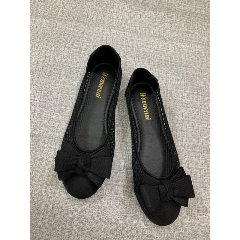 Giày búp bê lưới thoáng phối nơ kép siêu xinh êm mềm vô đối