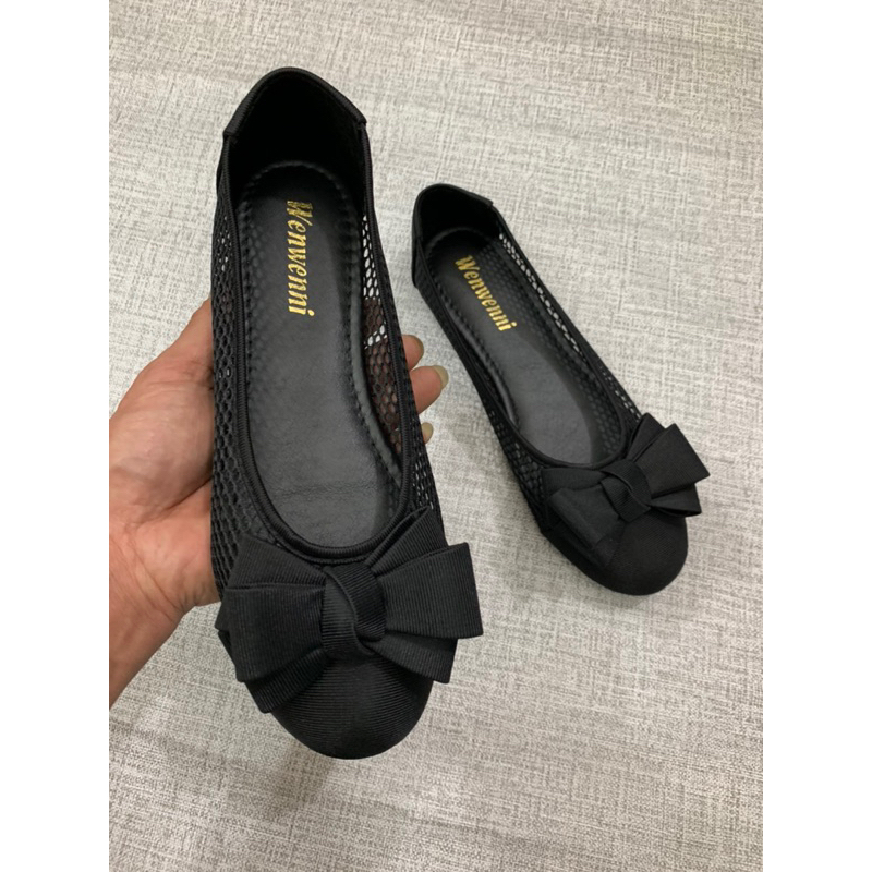 Giày búp bê lưới thoáng phối nơ kép siêu xinh êm mềm vô đối