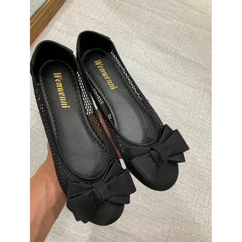 Giày búp bê lưới thoáng phối nơ kép siêu xinh êm mềm vô đối