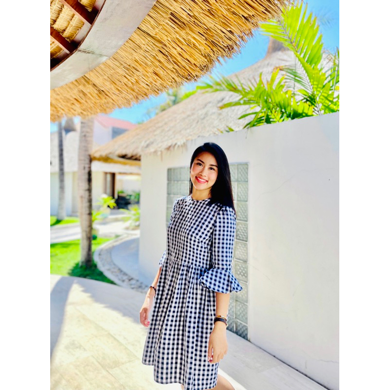 babydoll , đầm caro ,đầm ngắn mùa hè , đầm babydoll kẻ sọc