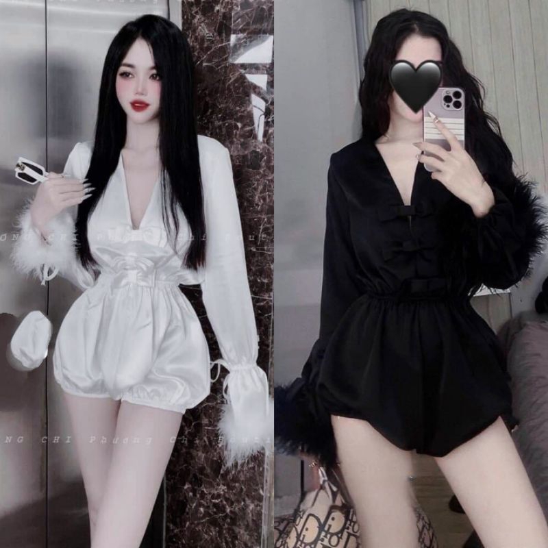 Jum lụa tay dài phối lông vũ loại đẹp ( ảnh sàn tự chụp )