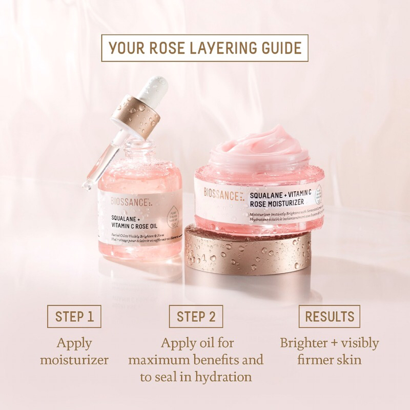 Kem dưỡng ẩm và làm sáng mịn da Biossance SQUALANE + VITAMIN C ROSE MOISTURIZER