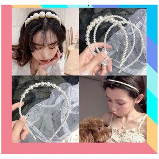 Bờm tóc tiểu thư xinh xắn tặng nhẫn hạt