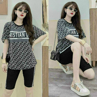 Sét bộ lửng thun cotton phối 3d