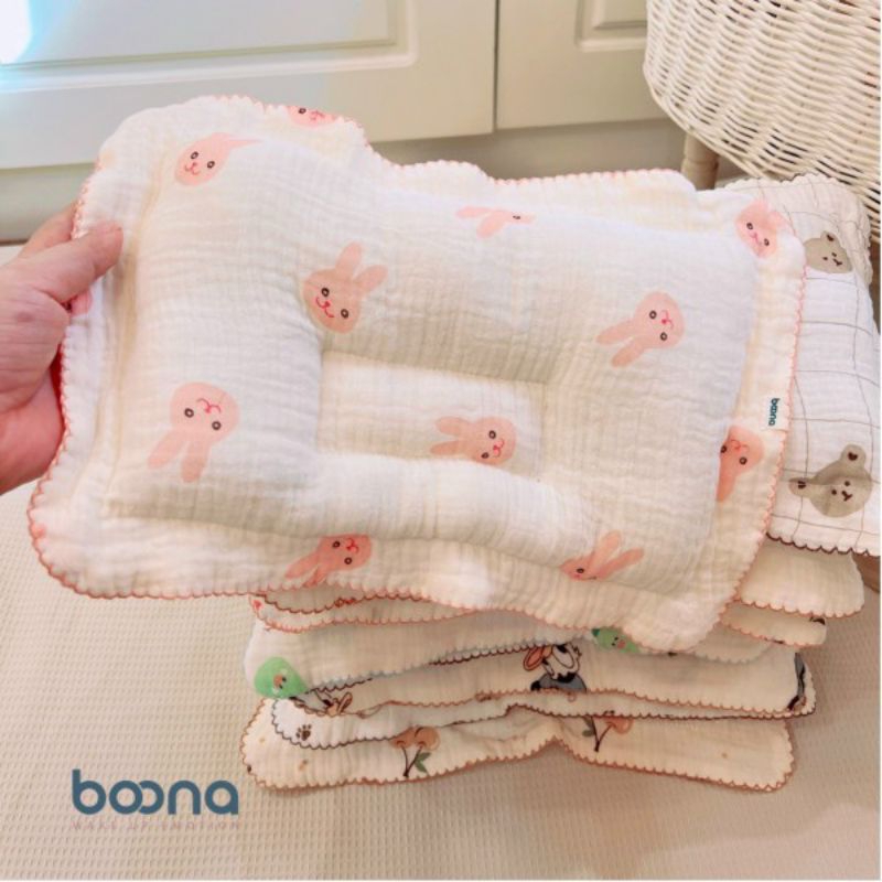 Gối Xô Sơ Sinh Boona Gối Xô Muslin Ruột Bông Tự Nhiên Cho Bé Sơ Sinh Siêu Mềm