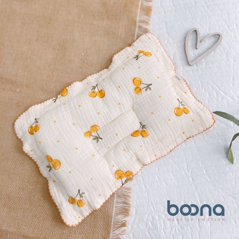 Gối Xô Sơ Sinh Boona Gối Xô Muslin Ruột Bông Tự Nhiên Cho Bé Sơ Sinh Siêu Mềm
