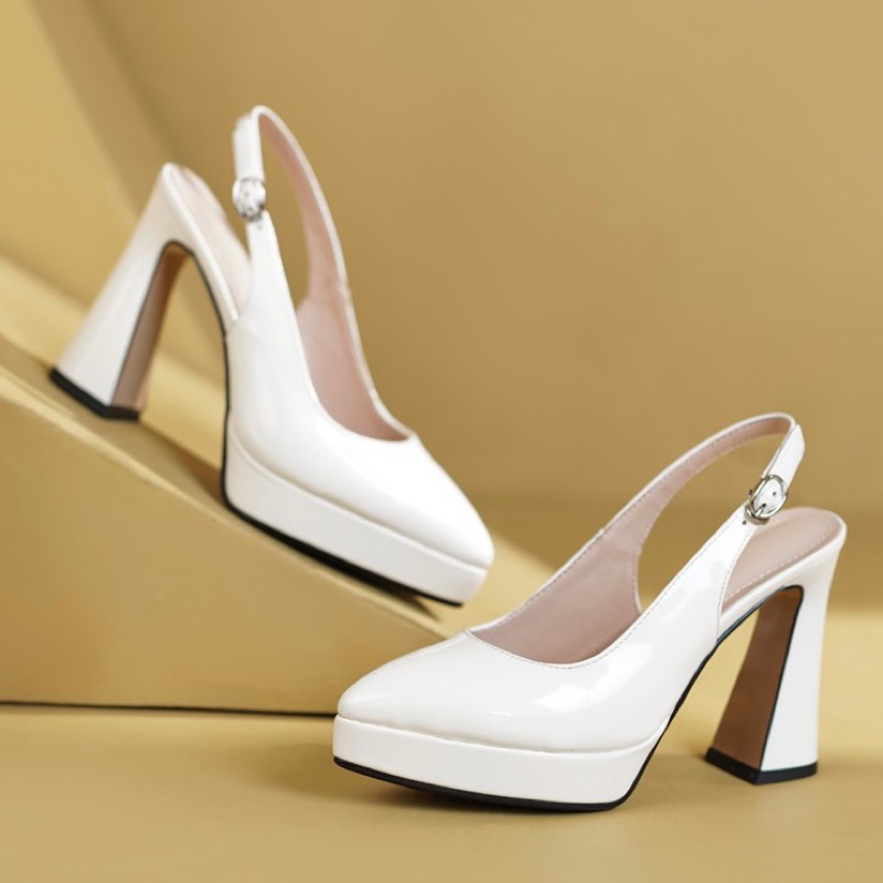 ORDER 💗 giày đế đúp da bóng mũi nhọn quai hậu 11cm 34-39
