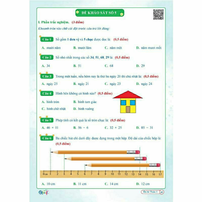 Sách - Ôn Hè Toán 1 - Dành Cho Học Sinh Lớp 1 Lên Lớp 2