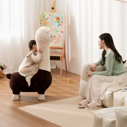Động vật sáng tạo, ghế đẩu alpaca, ghế đẩu thay giày hoạt hình, trang trí búp bê phòng khách màu đỏ lưới | BigBuy360 - bigbuy360.vn