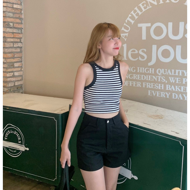 Áo Thun Crotop Nữ OLARI Sát Nách - OL63 - Stripe Croptop