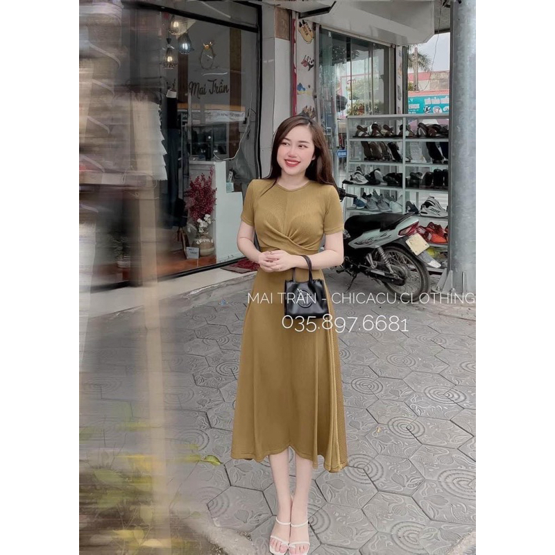 Váy Xoắn Ngực Dáng Dài Xoè Siêu Đẹp Chất Tăm Mịn B120