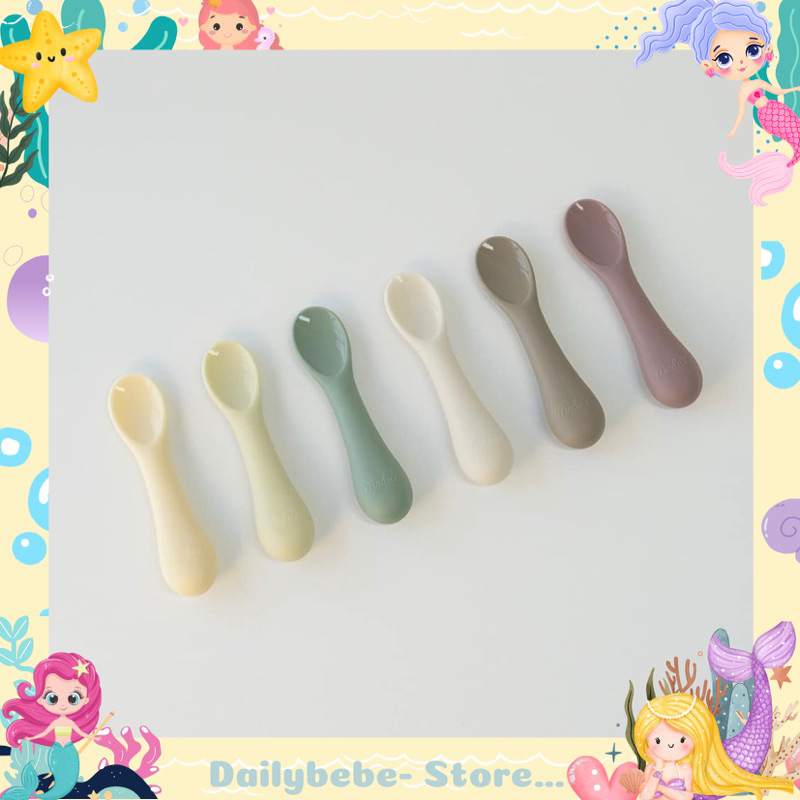 Thìa ăn dặm silicone Bluemama Hàn quốc.
