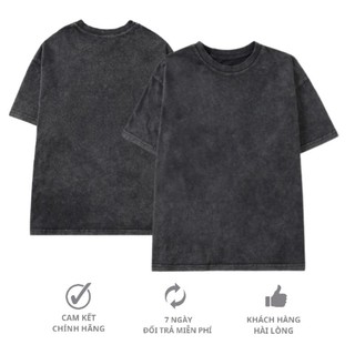 Áo thun trơn Wash màu form rộng nam nữ chất liệu thun cotton 2c dày định lượng 250gsm