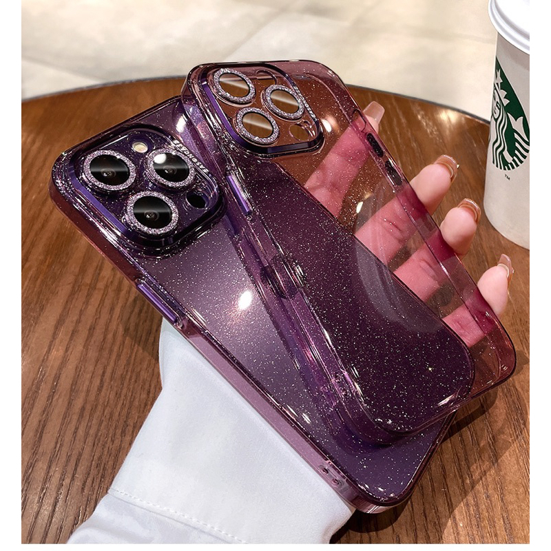 Ốp lưng cao cấp Meruyi trong ánh nhũ bảo vệ camera cho iPhone 12 | 13 | 14 Pro Max siêu lấp lánh nổi bật chống ố