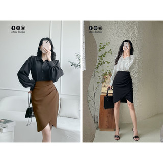 Chân Váy Công sở Bút Chì Tulip Xếp Pli Nhún che bụng Meow Boutique