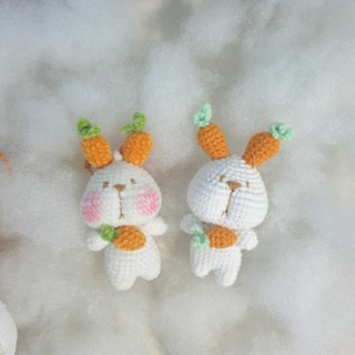 Thỏ cà rốt len handmade - móc khóa thỏ, Đồ len hanhmade dễ thương