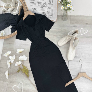 Đầm body ôm polo thun hở lưng