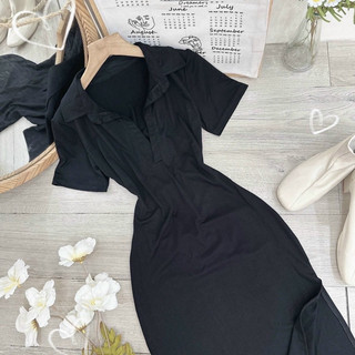 Đầm body ôm polo thun hở lưng