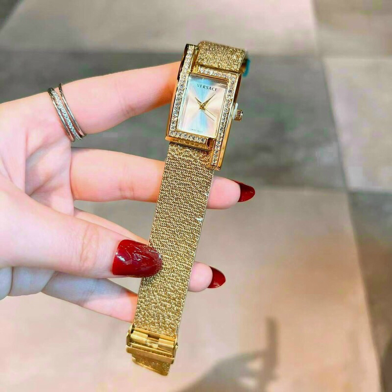 💐💐Đồng hồ nữ mặt vuông nhỏ viền đá dây lưới,thương hiệu vesace, size :20-25mm, chống nước