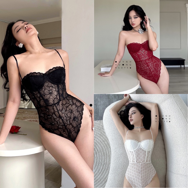 Bodysuit, áo liền thân cup ngang dây vai rời mút mỏng ôm body