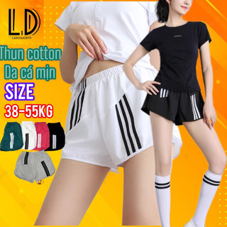 Quần đùi nữ thể thap 3 sọc vải thun đẹp