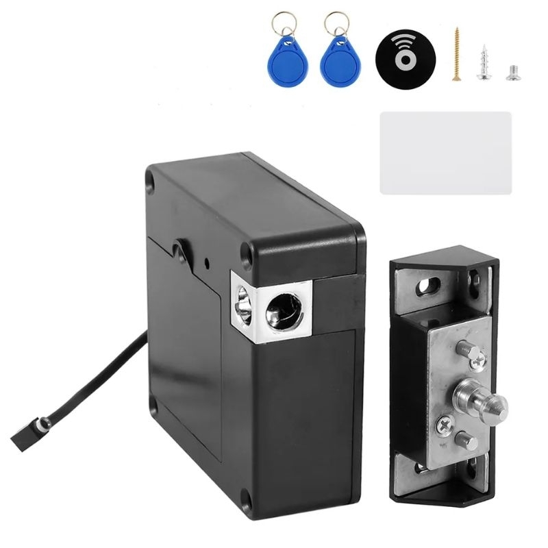Khóa thẻ từ cho tủ quần áo cửa kéo ngang (cửa lùa) mở khóa bằng thẻ từ, điện thoại, có dây sạc pin khi hết điện