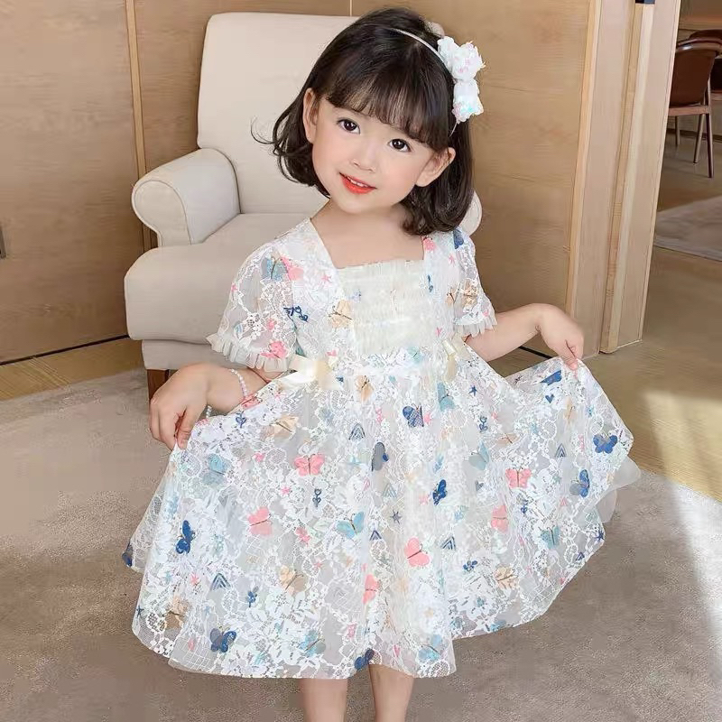 Đầm ren công chúa siêu xinh - váy xoè ngắn tay, đồ bé gái hàng QCCC mẫu hè 2023