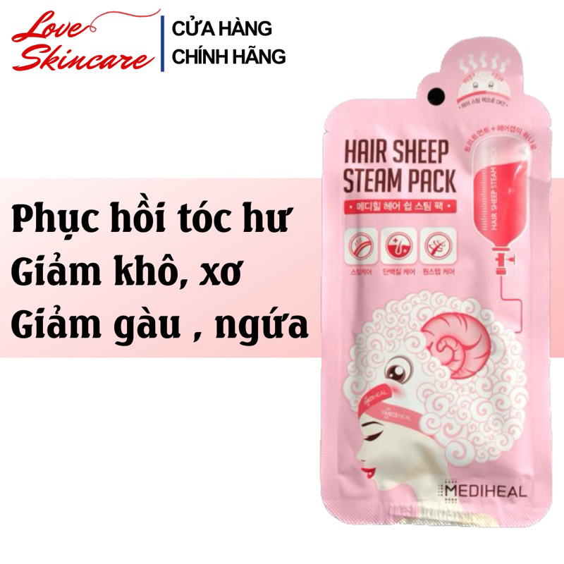 Mặt Nạ Tóc Giúp Phục Hồi Tóc Hư Tổn, Giảm Chẻ Ngọn, Khô Xơ, Giảm Gàu Ngứa Mediheal Hair Sheep Steam Pack LOVESKINCARE VN