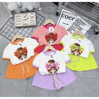 Bộ cộc tay hlin hình cô gái Cotong 4c sz 8-19kg
