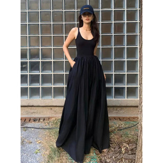 Đầm Dây Gân Phối Kate Form Maxi Basic CGZR