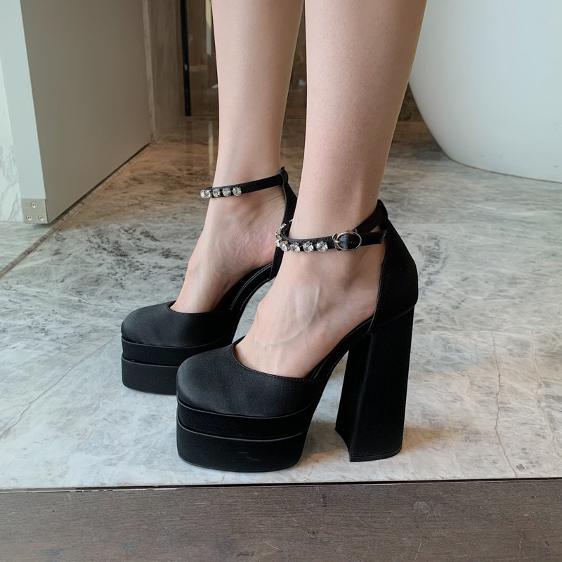 SẴN GIÀY CAO GÓT MARYJANE ĐẾ VUÔNG 14CM BÍT MŨI ĐÍNH ĐÁ HÀNG SẴN CECE.STORE