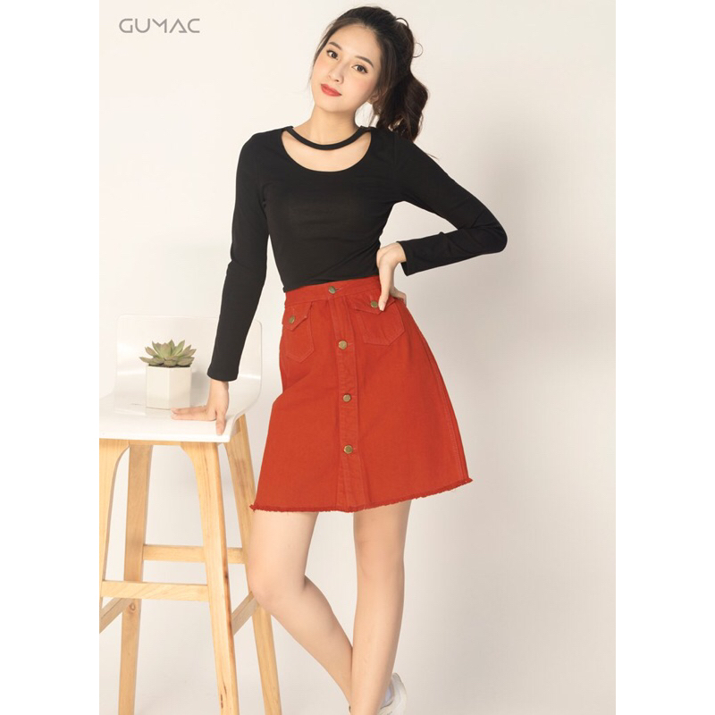 Gumac_ Chân váy jean phối túi (used)