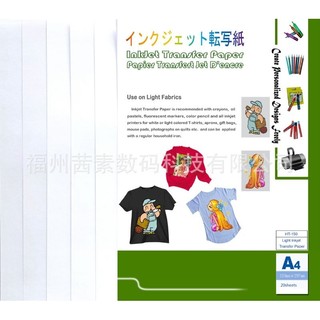 5 tờ giấy in logo hình ảnh khổ A4 cho áo thun trắng , in bằng máy in phun màu.