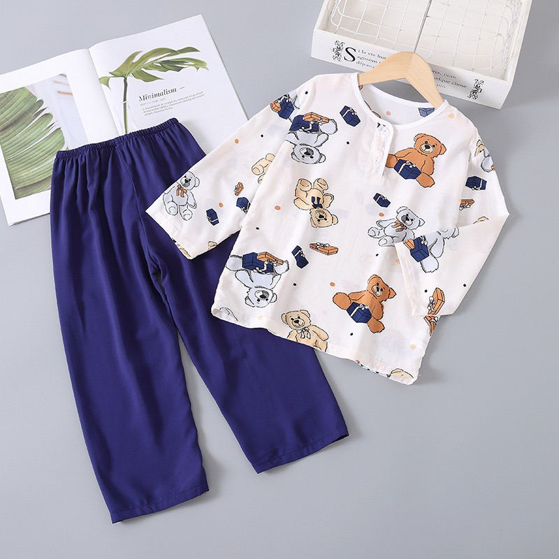 Bộ tole lanh cho bé trai chất mềm, mát size đại 12- 31kg