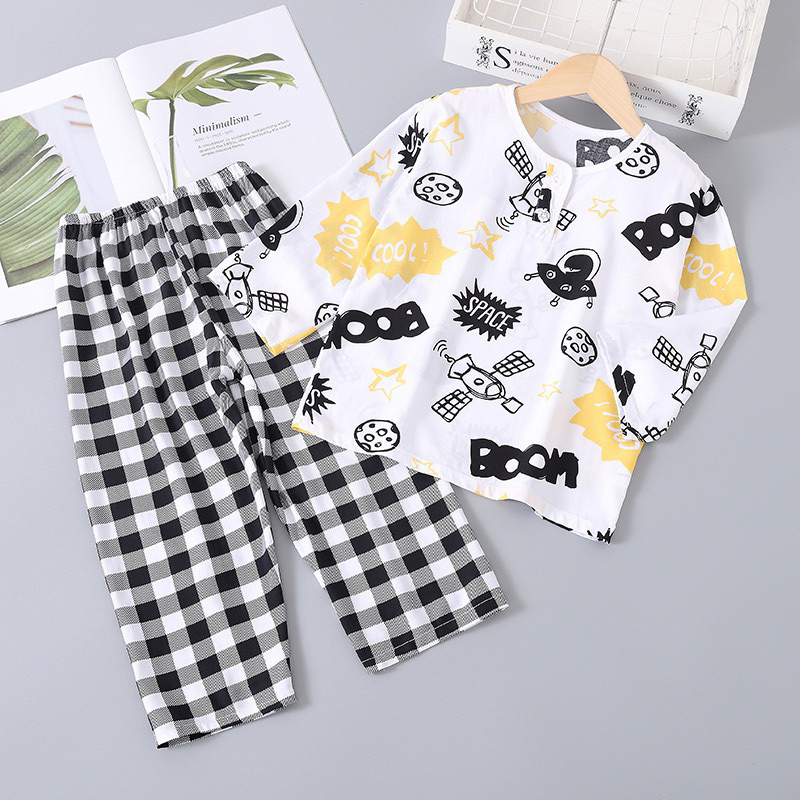 Bộ tole lanh cho bé trai chất mềm, mát size đại 12- 31kg