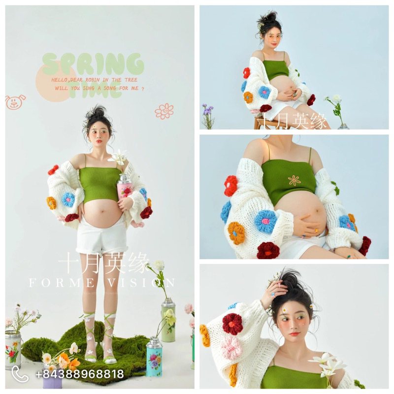 Trang phục bầu đáng yêu concept chụp ảnh studio