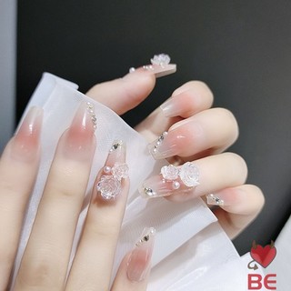 Móng giả_nail box móng thiết kế hoa hồng tông nhẹ nhàng