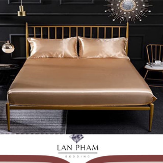 Drap giường ga giường lẻ phi lụa cao cấp mát mềm mịn lan pham bedding - vàng đồng