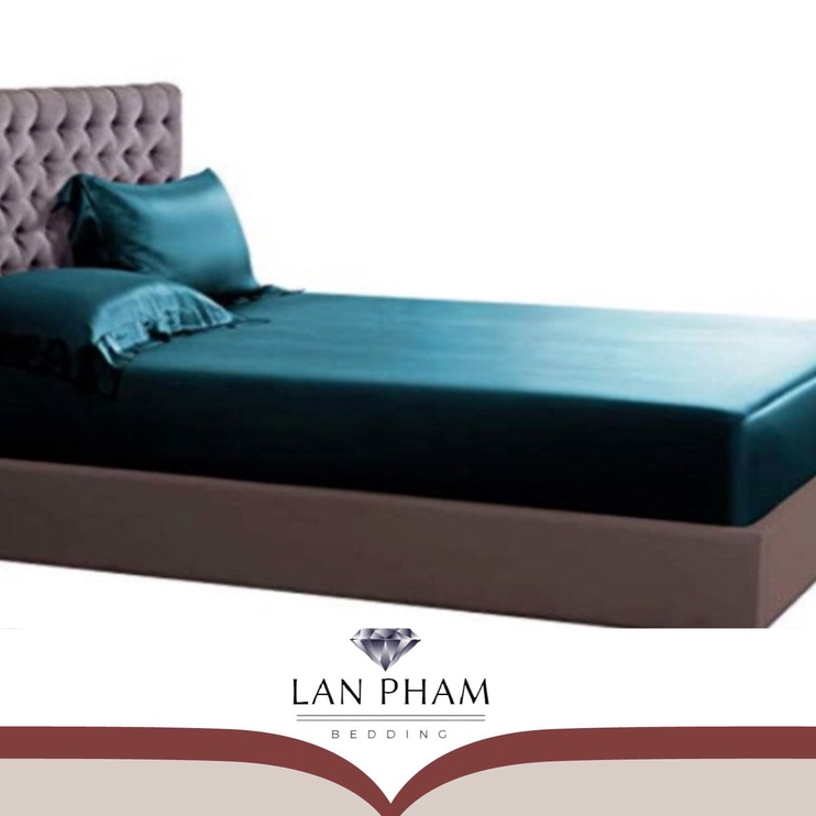 Drap Giường Ga Giường Lẻ Phi Lụa Cao Cấp Mát ,Mềm,Mịn, Lan Pham Bedding - Xanh Cổ Vịt