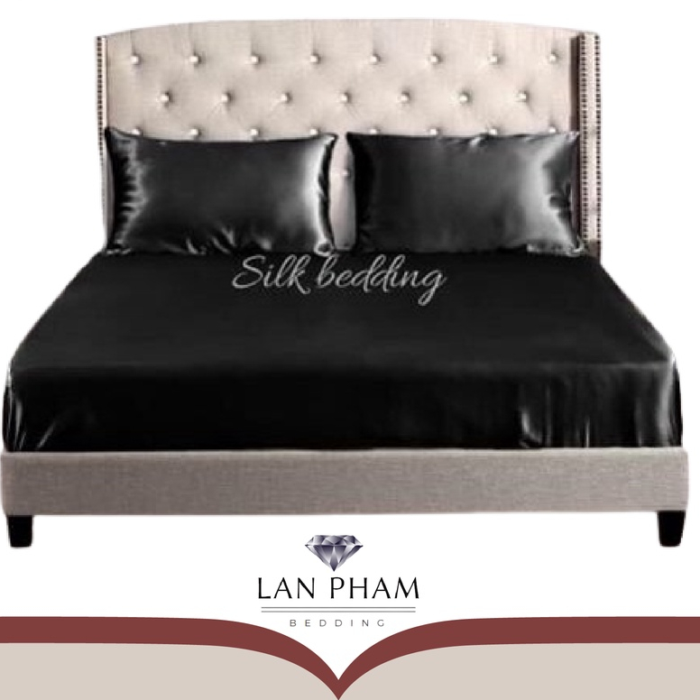 Drap Giường Ga Giường Lẻ Phi Lụa Cao Cấp Mát ,Mềm,Mịn Lan Pham Bedding -  Màu Đen