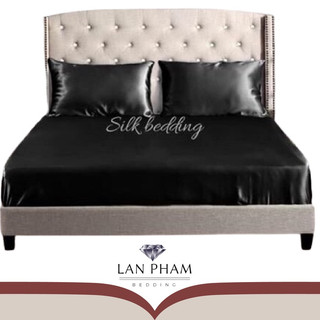 Drap giường ga giường lẻ phi lụa cao cấp mát ,mềm,mịn lan pham bedding - màu đen
